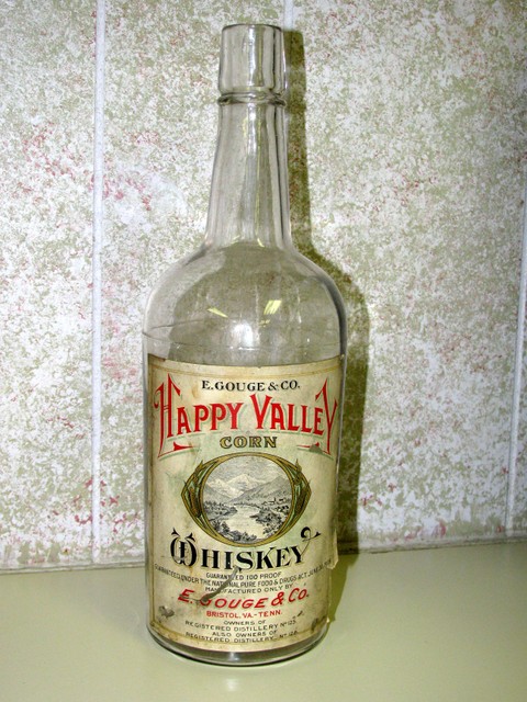 Nice paper-label Happy Valley Corn Whiskey